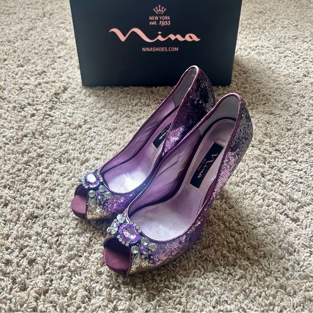 Nina Sparkly Purple Pumps ✨